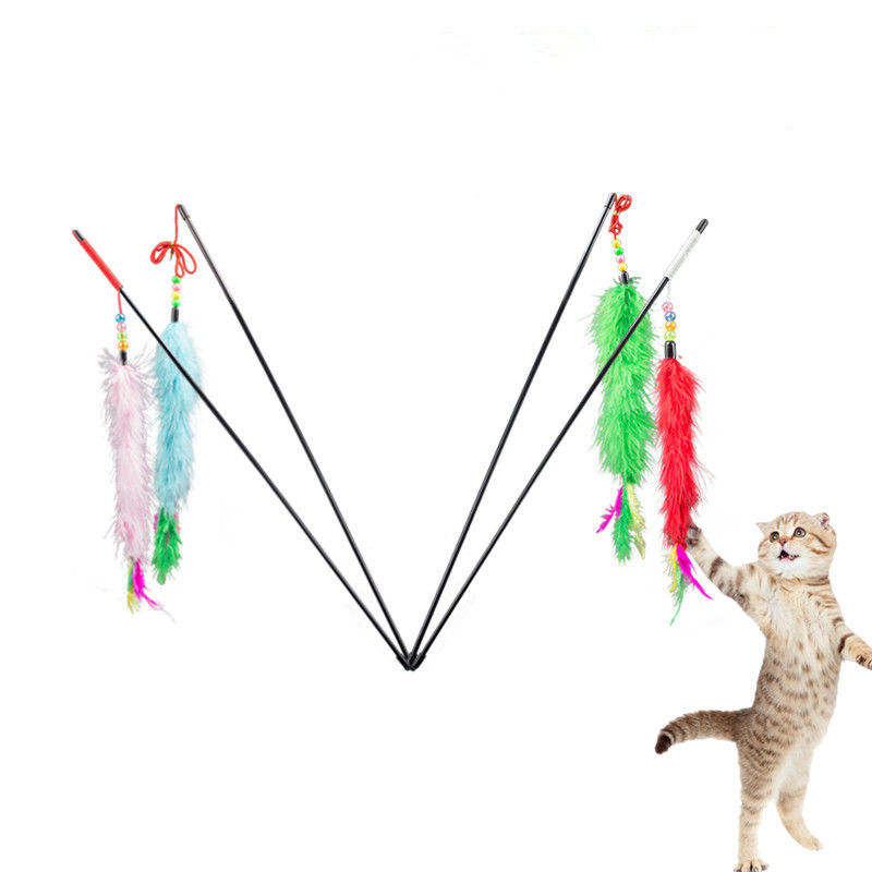 Mode-wechselwirkende Katze spielt pädagogische Katzen-Spielwaren des weichen Plüsch-Feder-Stock-langen Schwanzes fournisseur