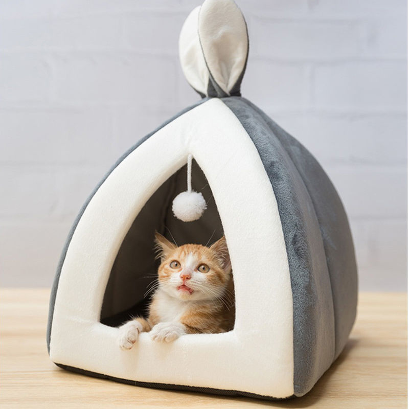 Wärmen Sie kleines Haustier-Katzen-Bett/Kätzchen-Haus-zusammenklappbares Höhlen-Bett für Winter fournisseur
