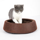 Belasten Sie weiches rundes Bett-Brown-Farbe-PU-Leder-Material kundengebundenes Logo der Katzen-270g fournisseur
